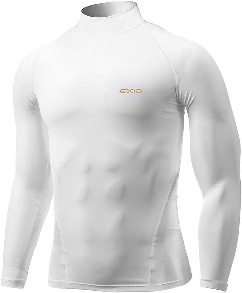 Mens Mock Compression Baselayer Top Cool Dry Long-Sleeve Shirt EX-T02