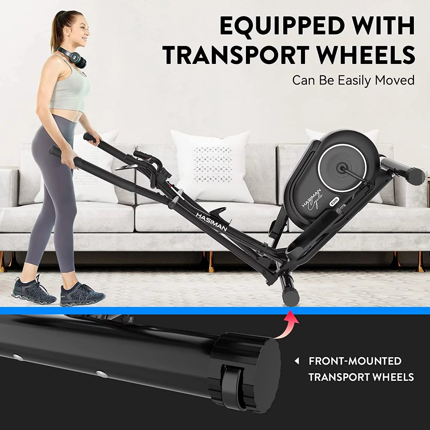 Silent Magnetic Elliptical Bike Stationary Exercise Machine for Home Gym Cardio Workout 300Lb