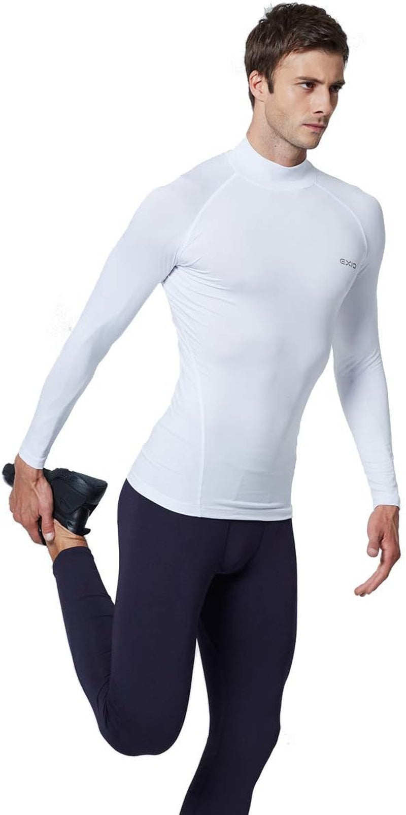 Mens Mock Compression Baselayer Top Cool Dry Long-Sleeve Shirt EX-T02